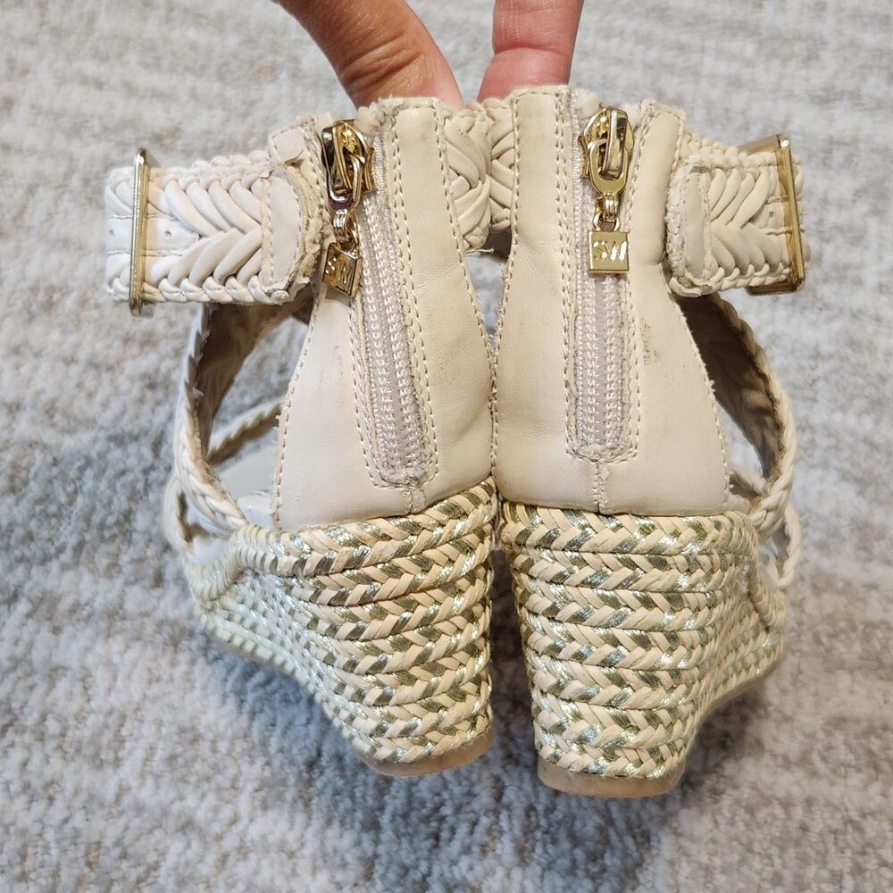Stuart Weitzman girl Akilah Sparkle Off-White Wedge Espadrille Sandal size 12 - Picture 6 of 10